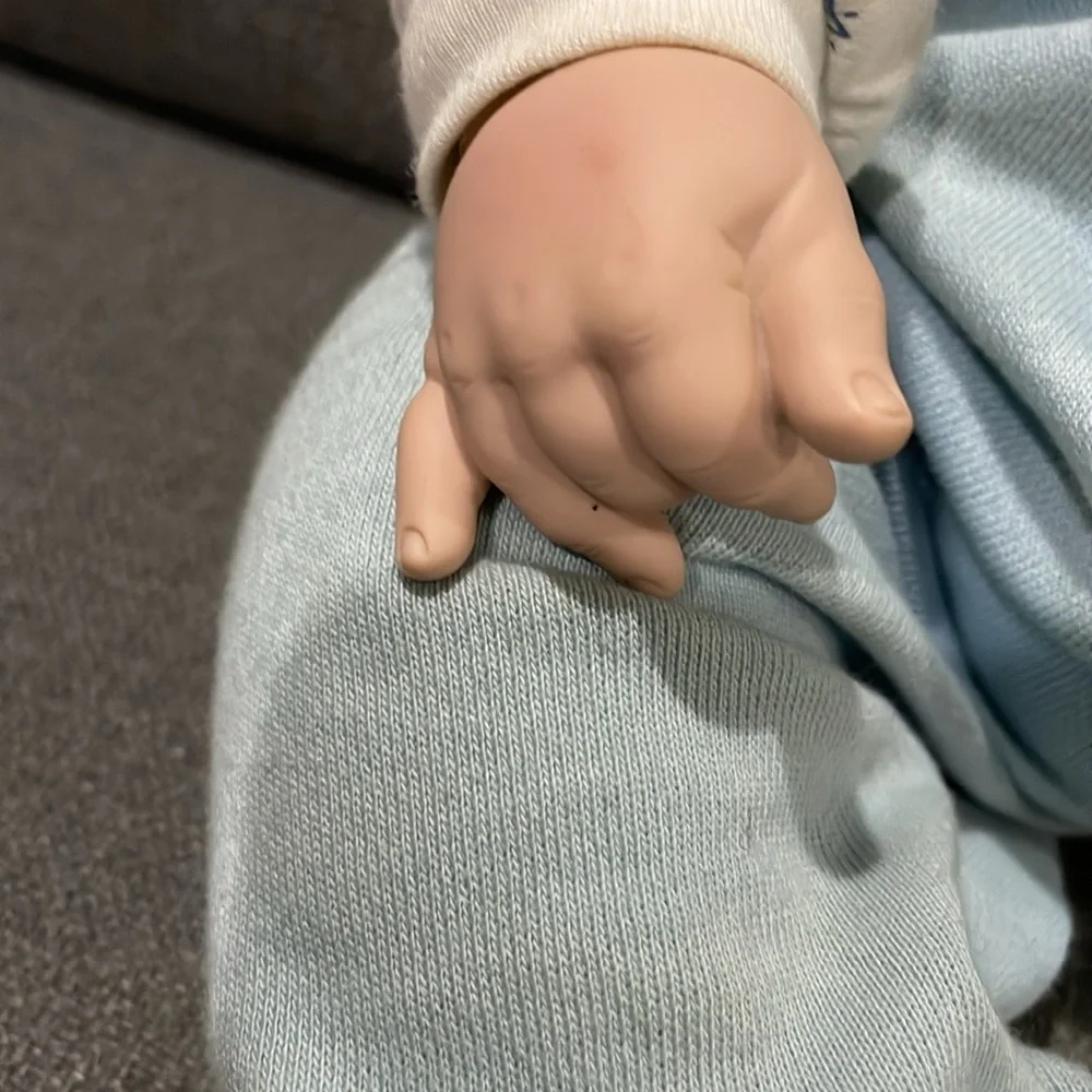 Adora Name Your Own Baby Doll Boy with Blue romper and Bib Blond hair